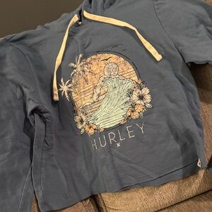 Hurley Blue Hoodie with Tropical Graphic